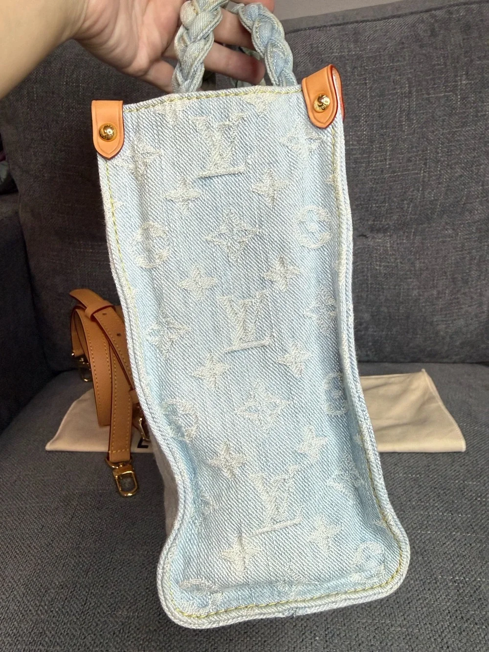 Louis Vuitton Let Go monogram denim sky blue tote bag